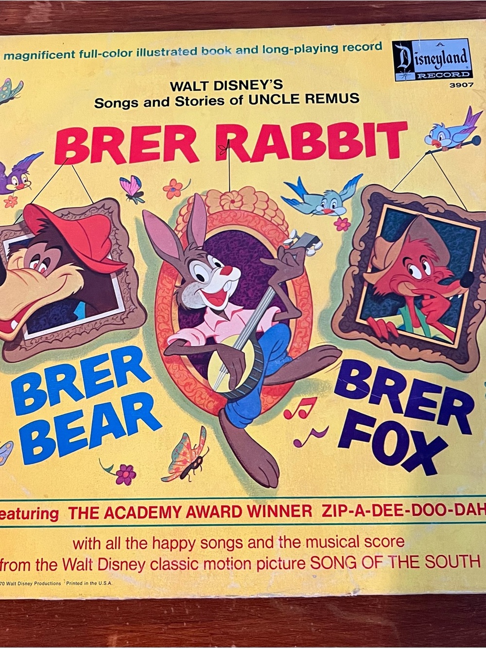 Vintage 1970 Disney Brer Rabbit Uncle Remus Book & Vinyl Record 3907